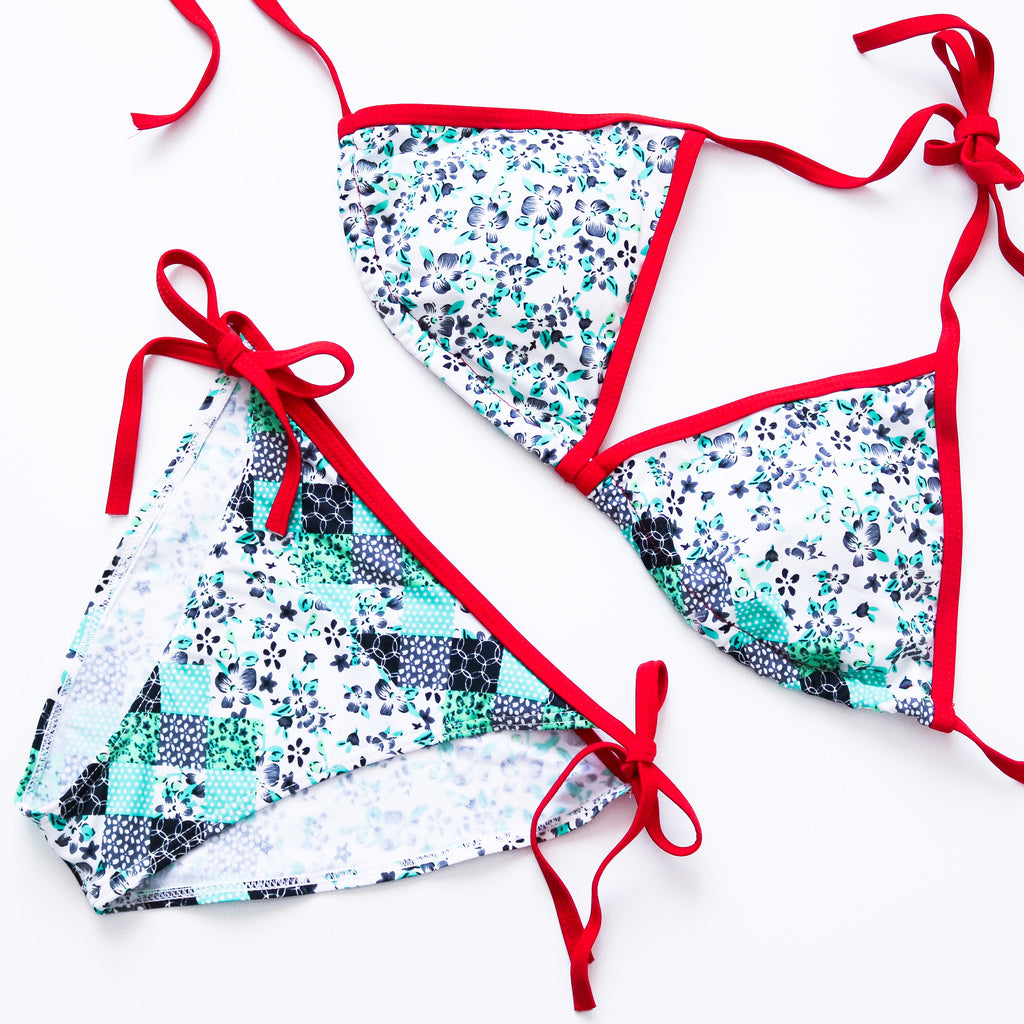 90s FLORAL PATTERN BIKINI SET