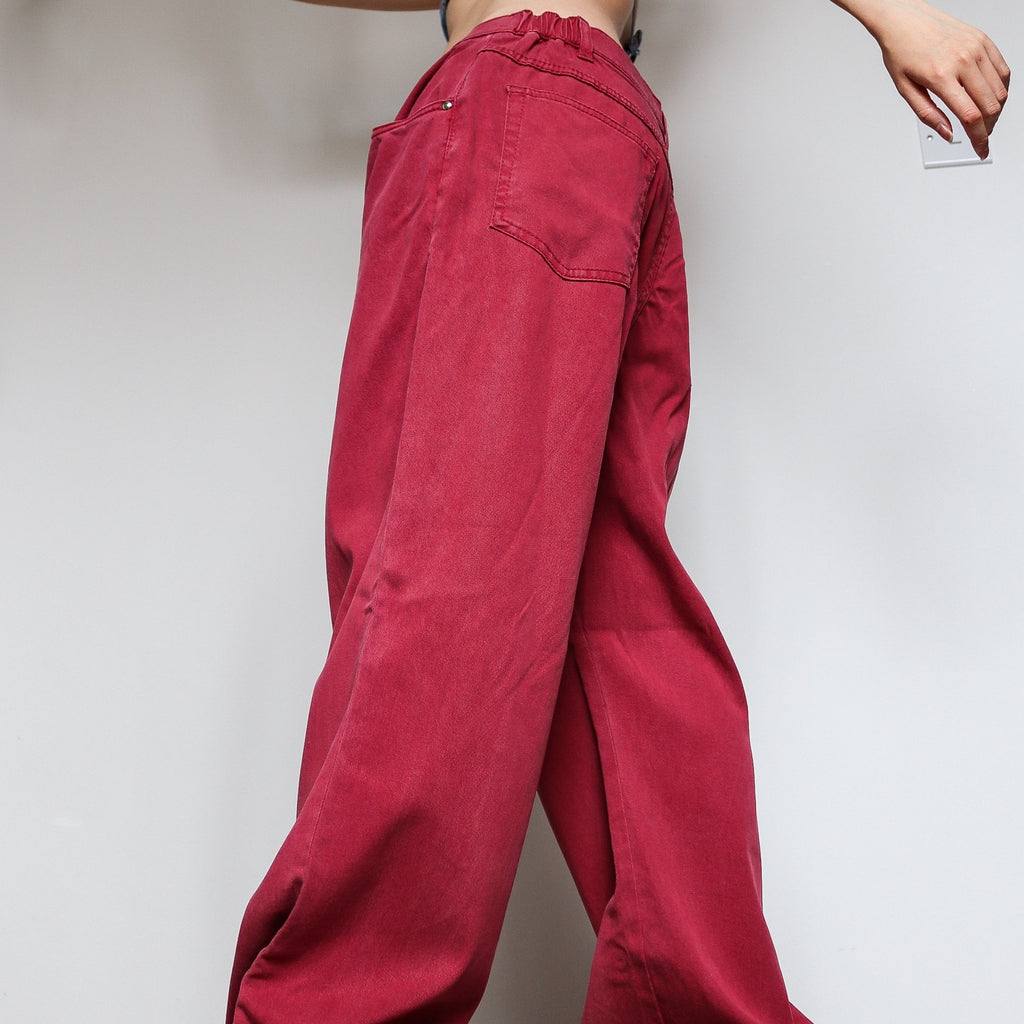 VINATAGE RED COTTON JEANS PANTS TROUSERS