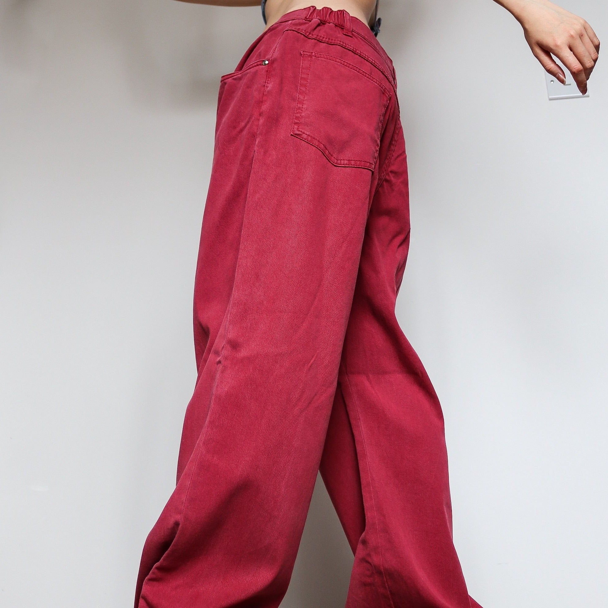 VINATAGE RED COTTON JEANS PANTS TROUSERS