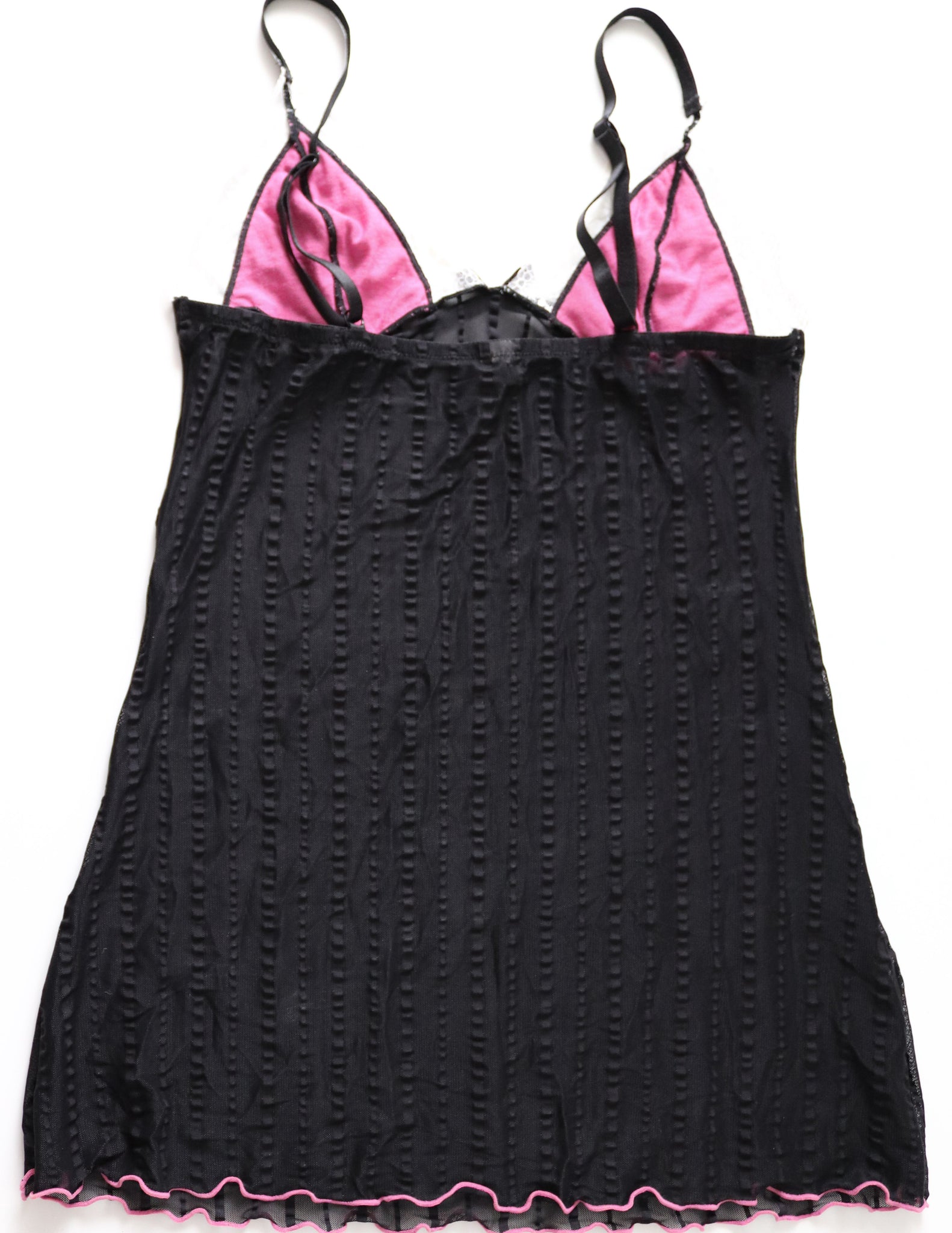 BLACK MESH SHEER LACE WRINKLE STRIPS TRIM CAMI VEST STRETCHY TOP LINGERIE  CAMISOLE BABYDOLL