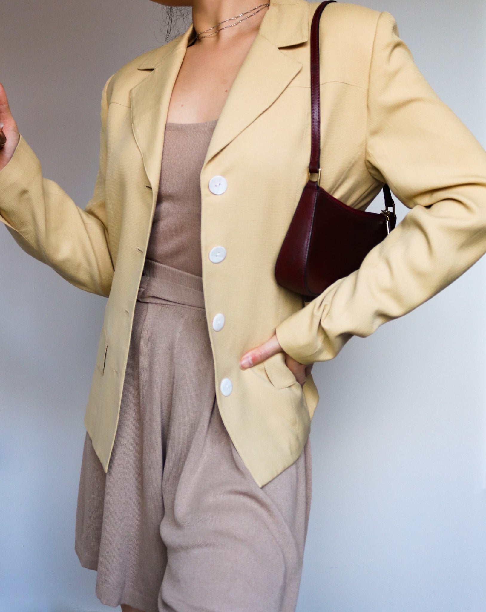 VINTAGE PALE YELLOW  SUIT COAT BLAZER JACKET