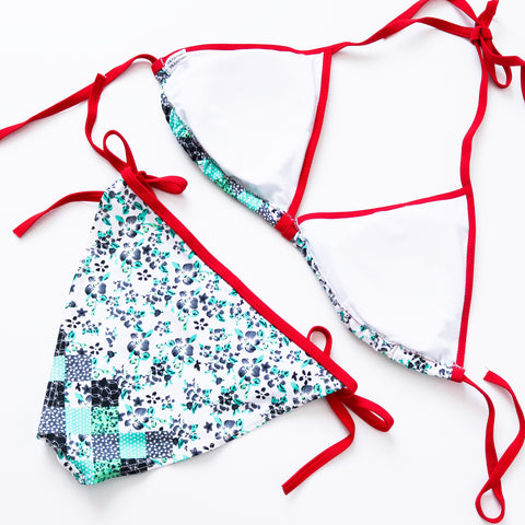 90s FLORAL PATTERN BIKINI SET