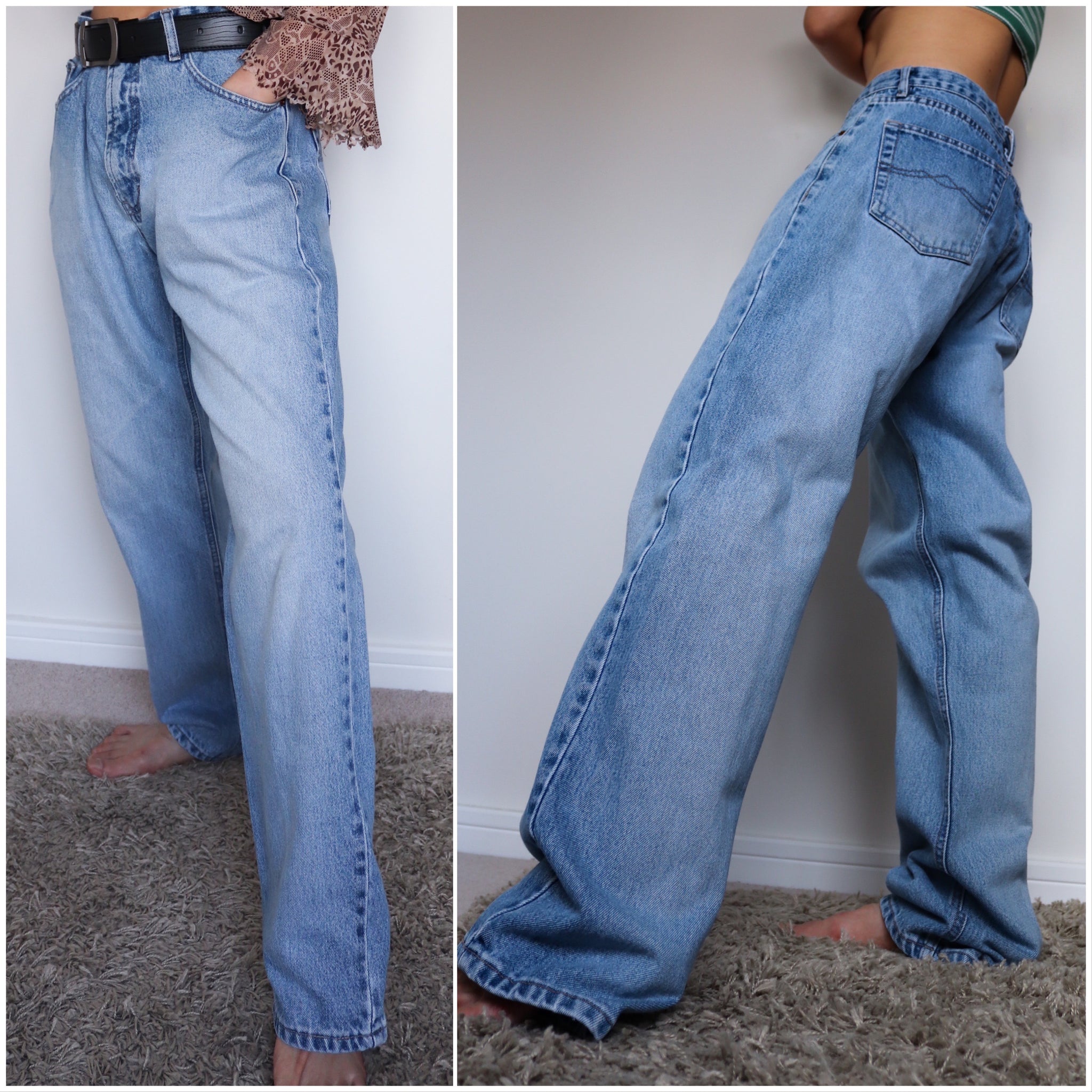 90s VINTAGE MEN JINGLERS JEANS HIGH WAISTED LIGHT BLUE JEANS TROUSERS