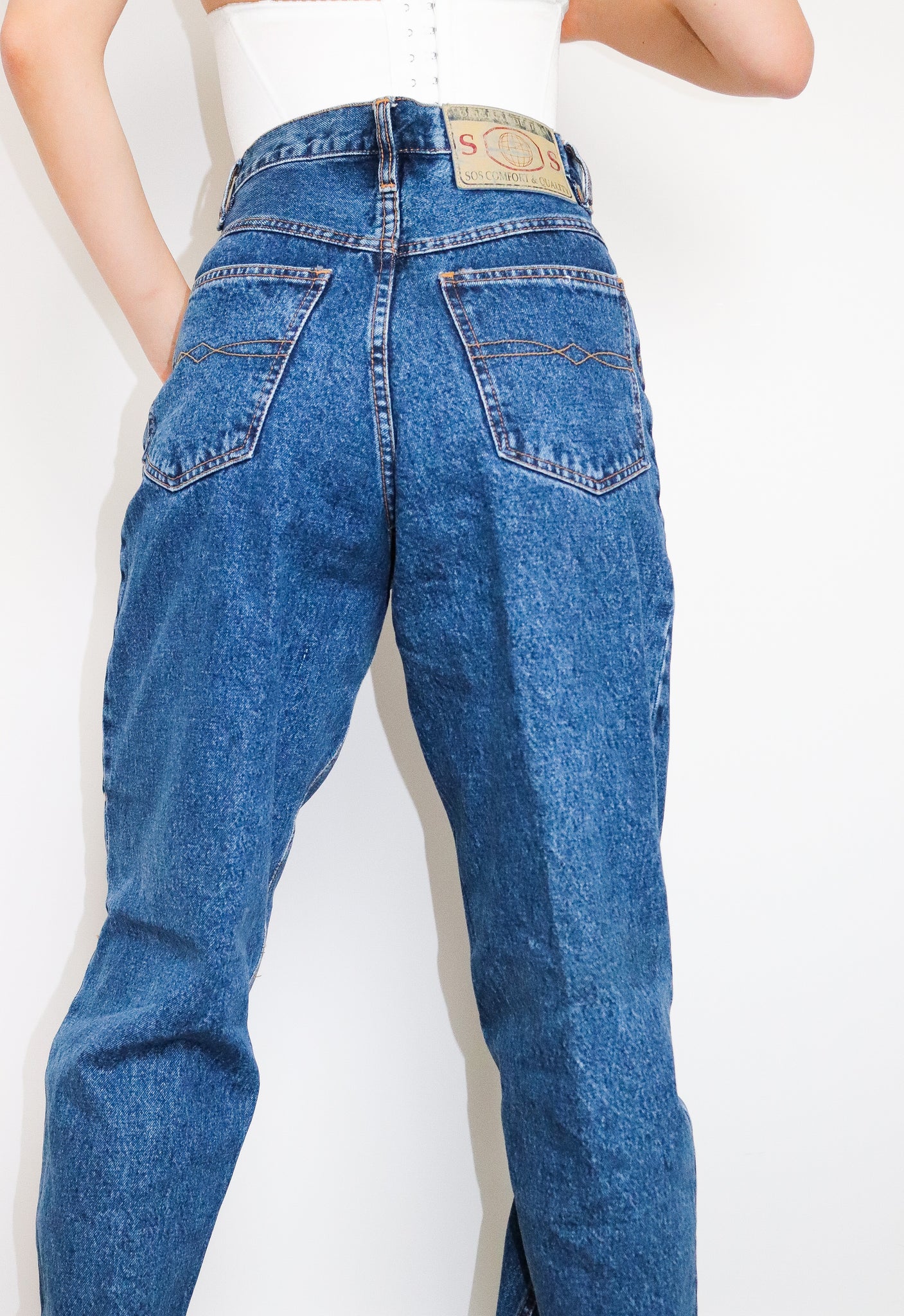 90s VINTAGE SOS INTERNATIONAL JEANS HIGH WAISTED MOM'S  JEANS TROUSERS