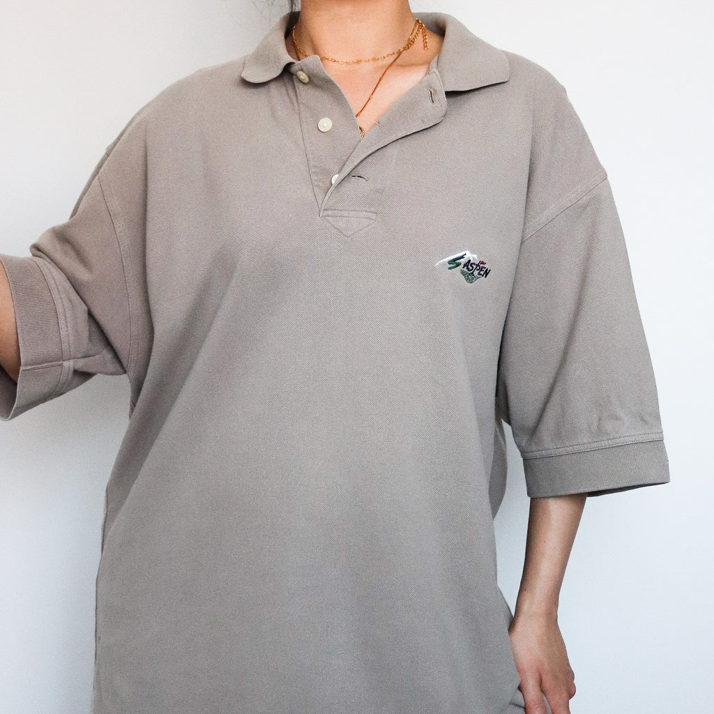 VIMTAGE MEN BEIGE  CUTTER & BUCK POLO SHIRT