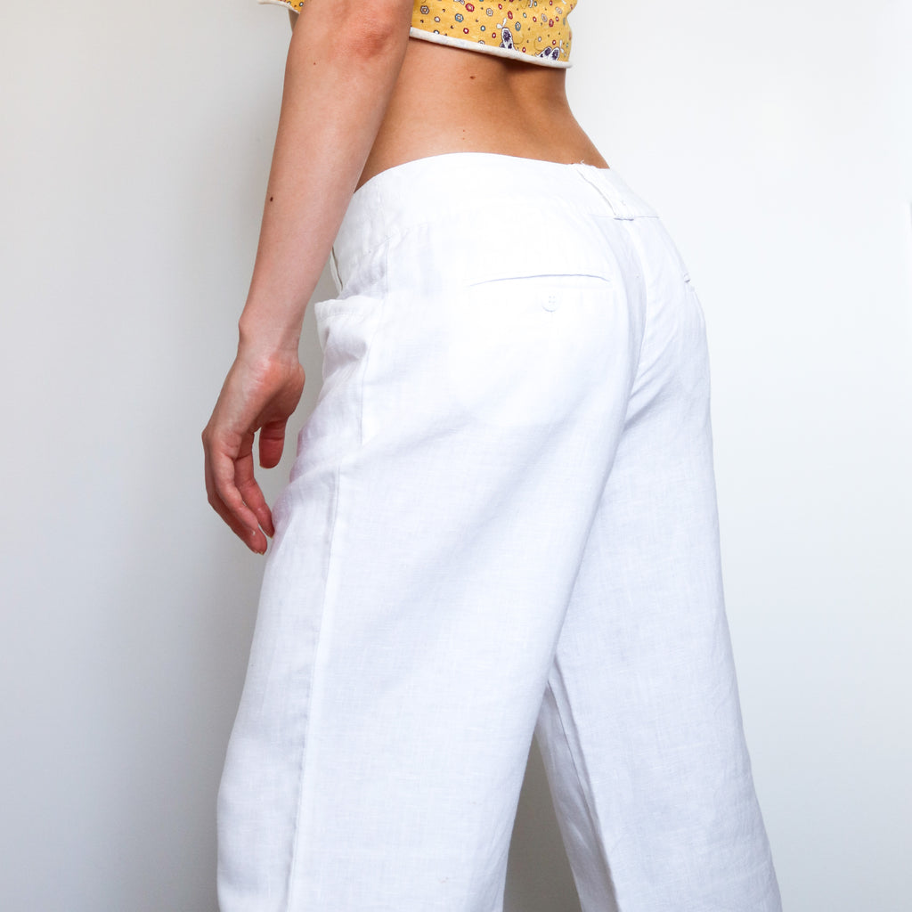 90s Y2K 00s SIMPLE WHITE LINEN TROUSERS