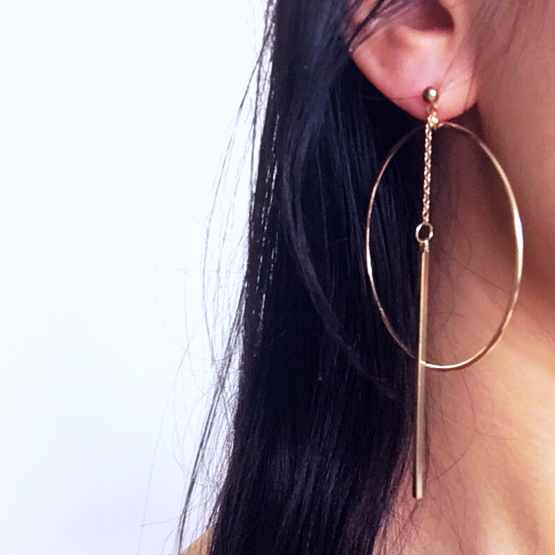 LARGE HOOPS BAR PENDANT EARRINGS