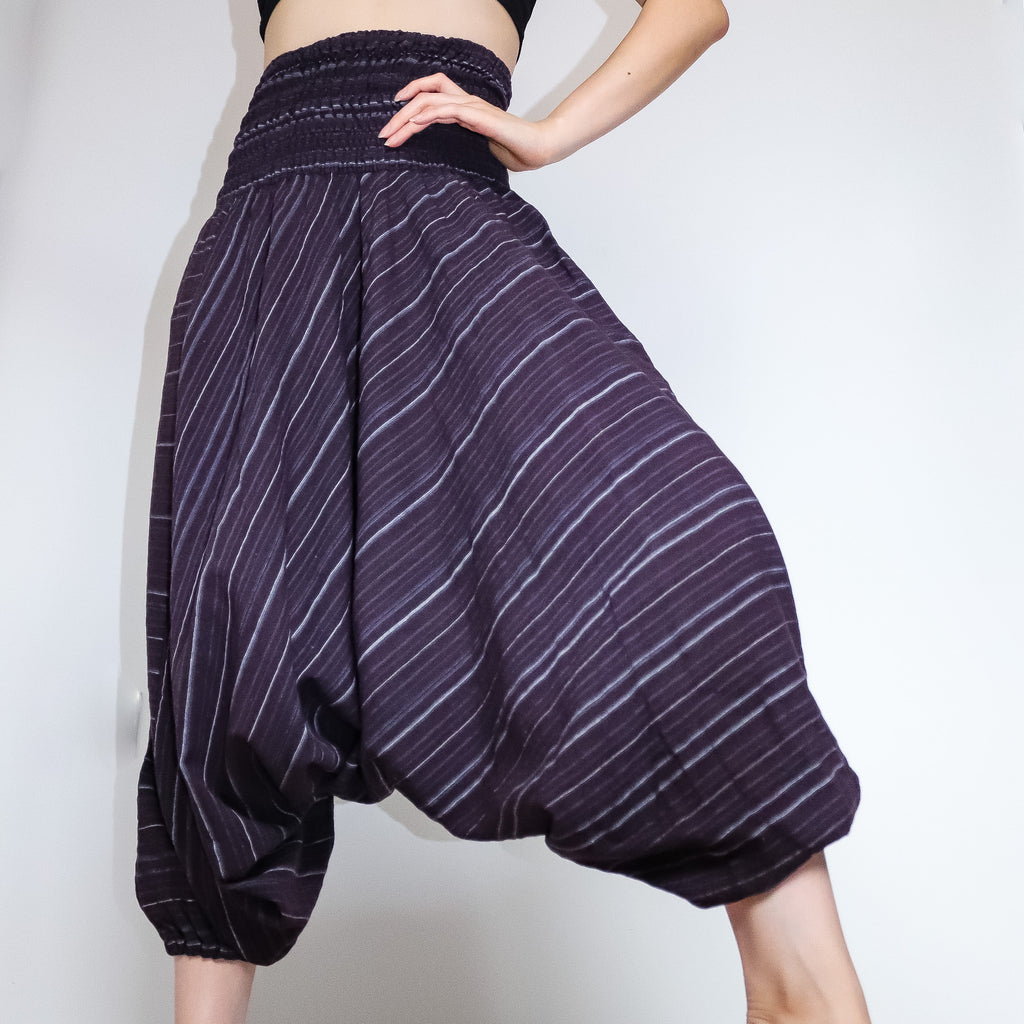 VINTAGE COTTON SHIRRING WAIST HAREM PANTS TROUSERS