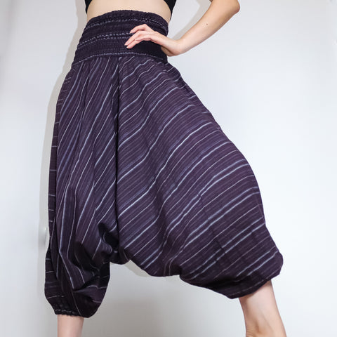 VINTAGE COTTON SHIRRING WAIST HAREM PANTS TROUSERS