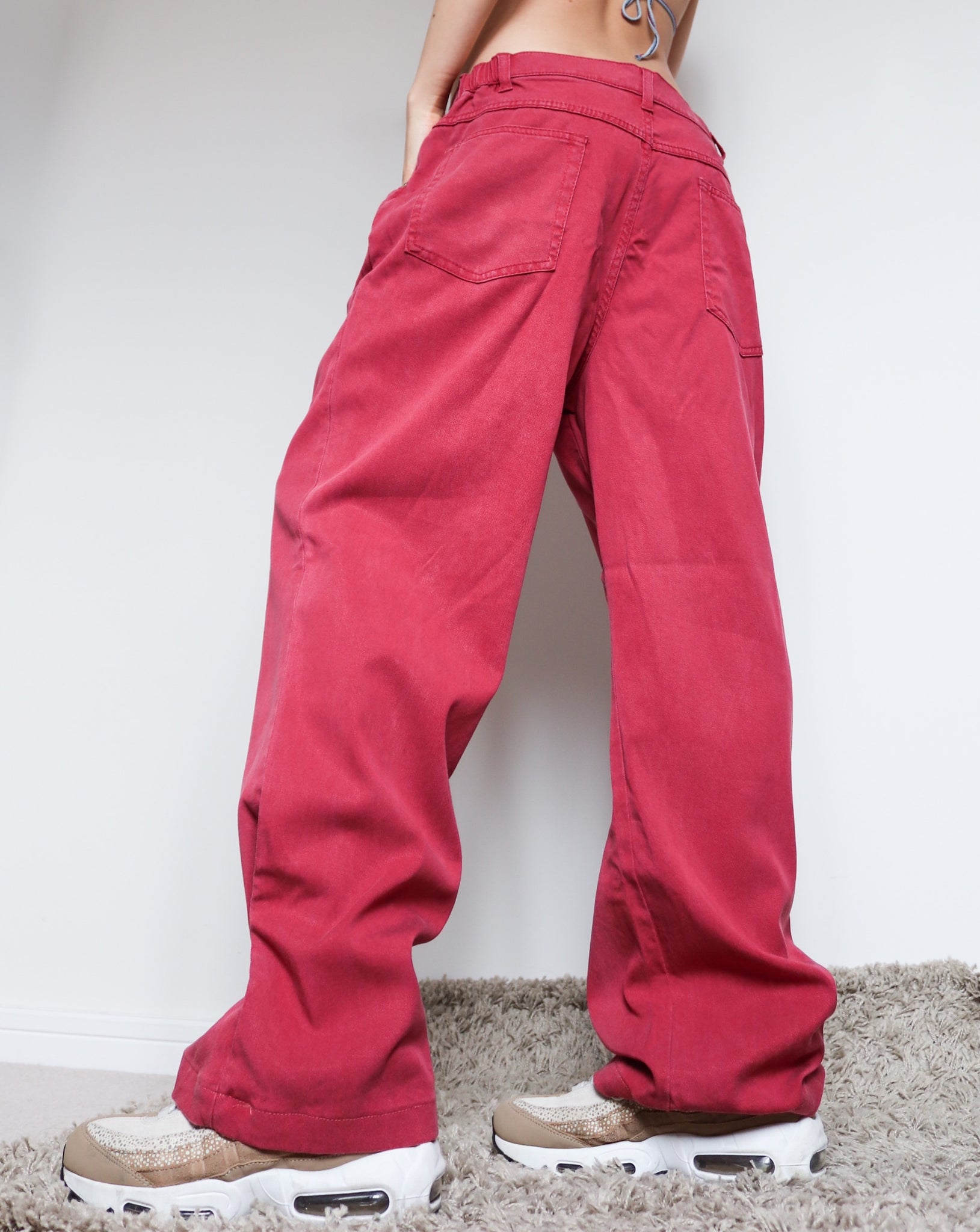 VINATAGE RED COTTON JEANS PANTS TROUSERS