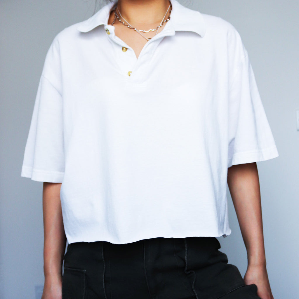90s Y2k VINTAGE WASHED WHITE BOXY CROP TEE TOP