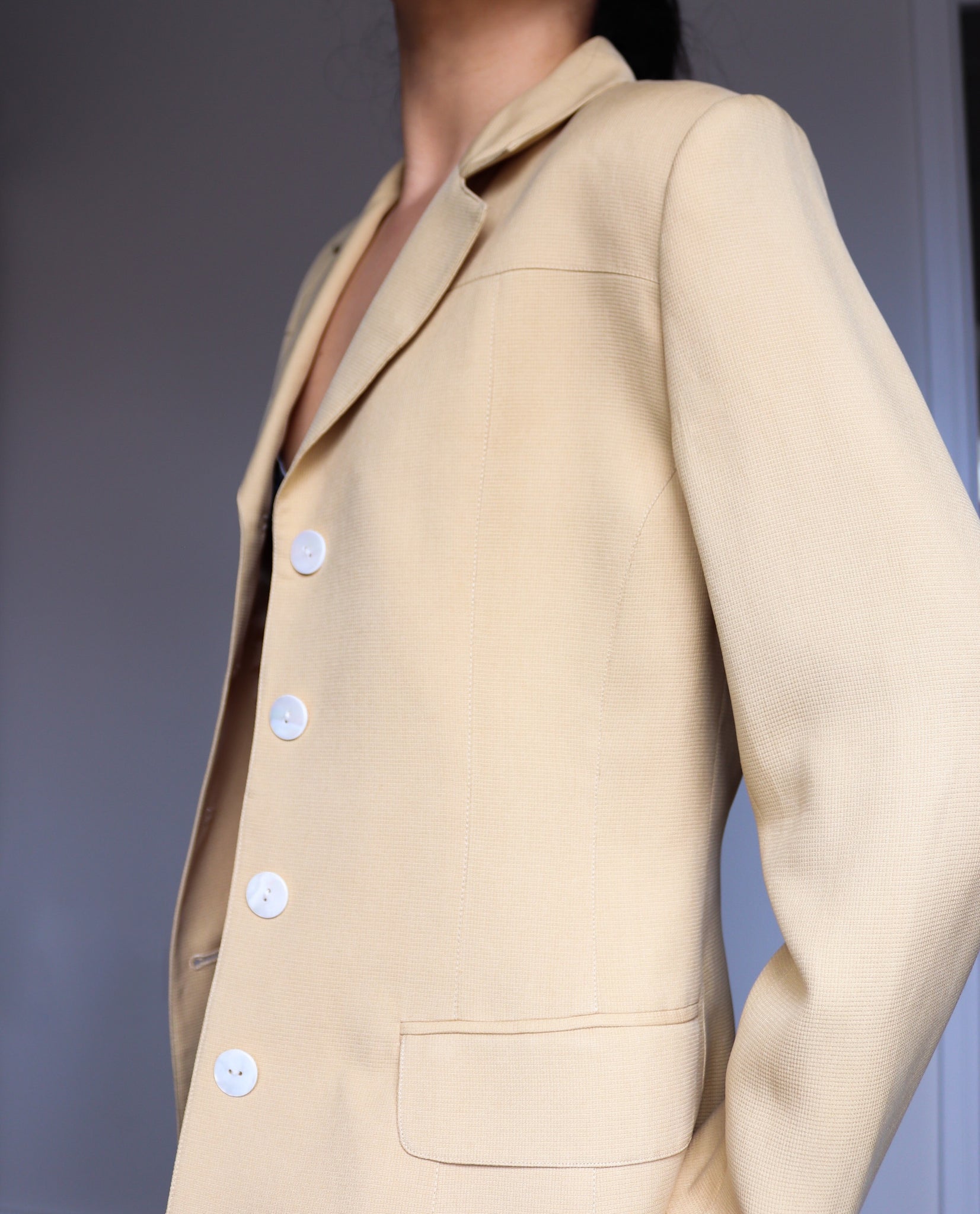 VINTAGE PALE YELLOW  SUIT COAT BLAZER JACKET