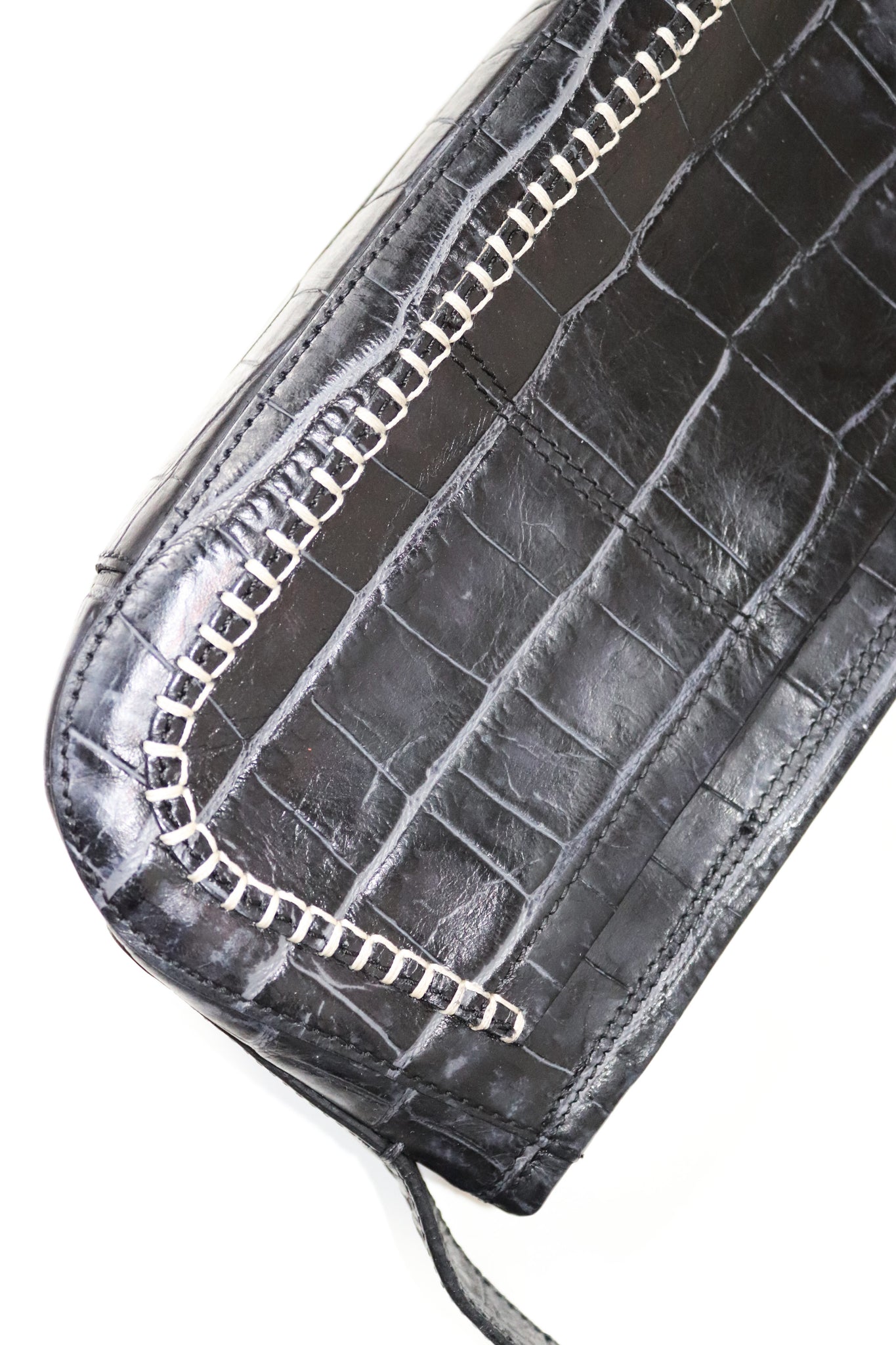 90S Y2K 2000S VINTAGE ROBERTO CAVALLI BLACK REAL LEATHER LONG SHOULDER BAG