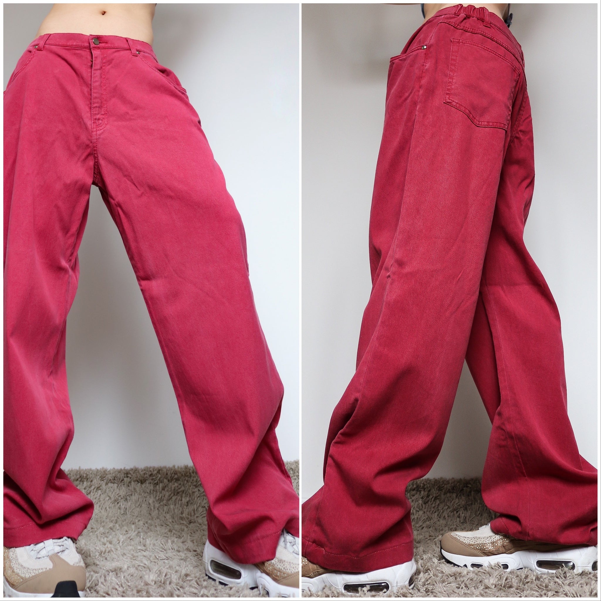 VINATAGE RED COTTON JEANS PANTS TROUSERS