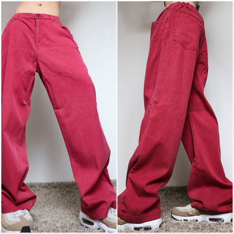 VINATAGE RED COTTON JEANS PANTS TROUSERS