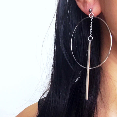 LARGE HOOPS BAR PENDANT EARRINGS