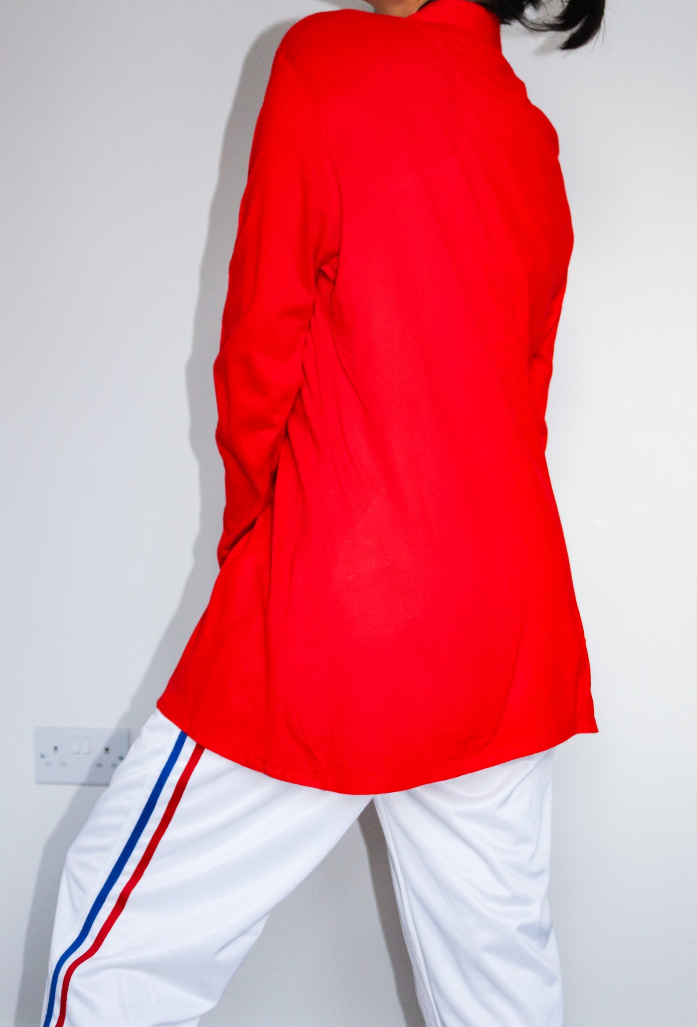 90S VINTAGE RED LONG SLIM FIT SHIRT TOP