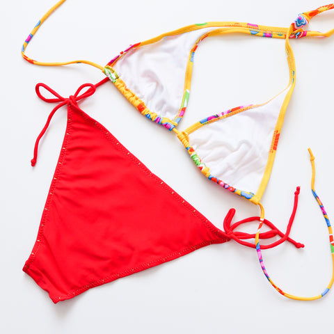 90s FLORAL HALTER NECK BIKINI SET