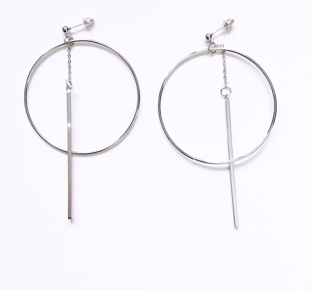 LARGE HOOPS BAR PENDANT EARRINGS