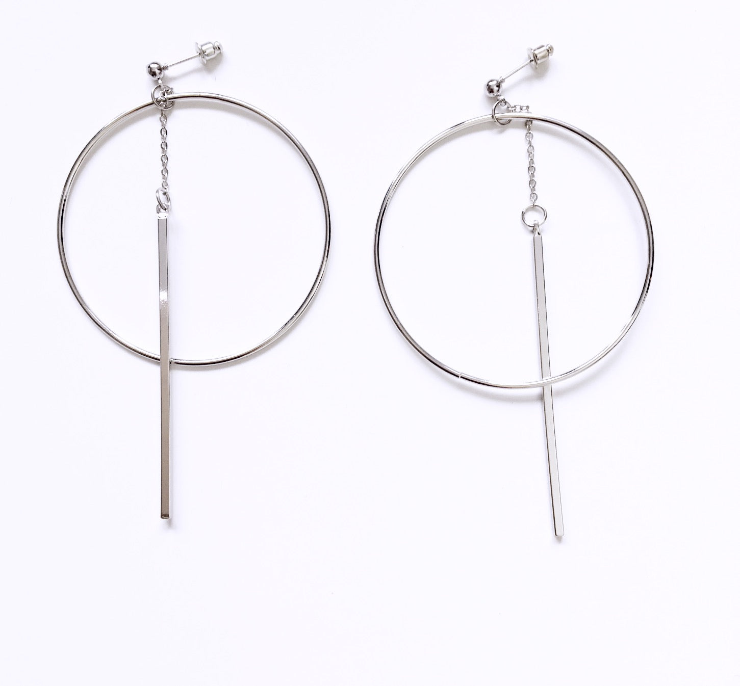 LARGE HOOPS BAR PENDANT EARRINGS
