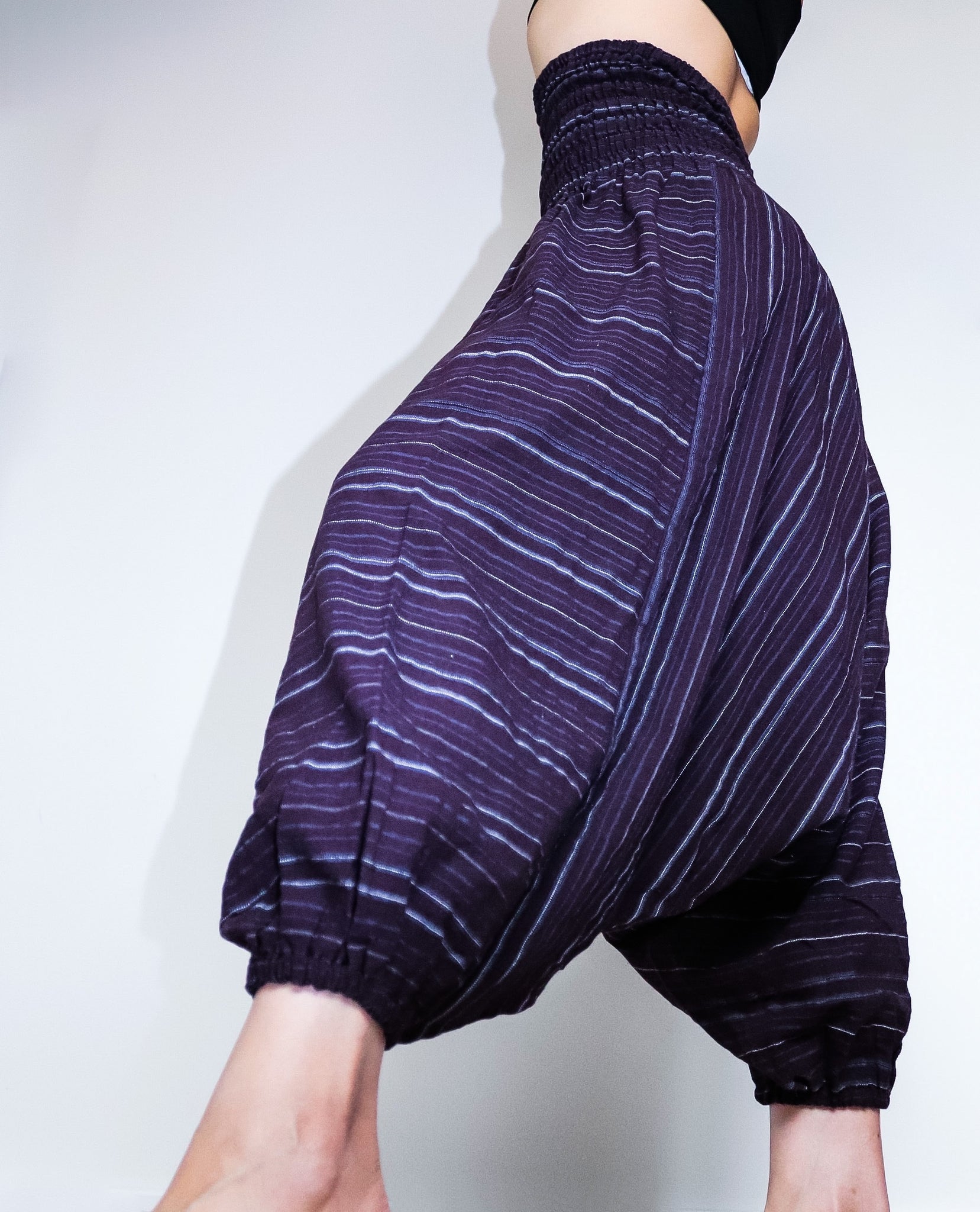 VINTAGE COTTON SHIRRING WAIST HAREM PANTS TROUSERS