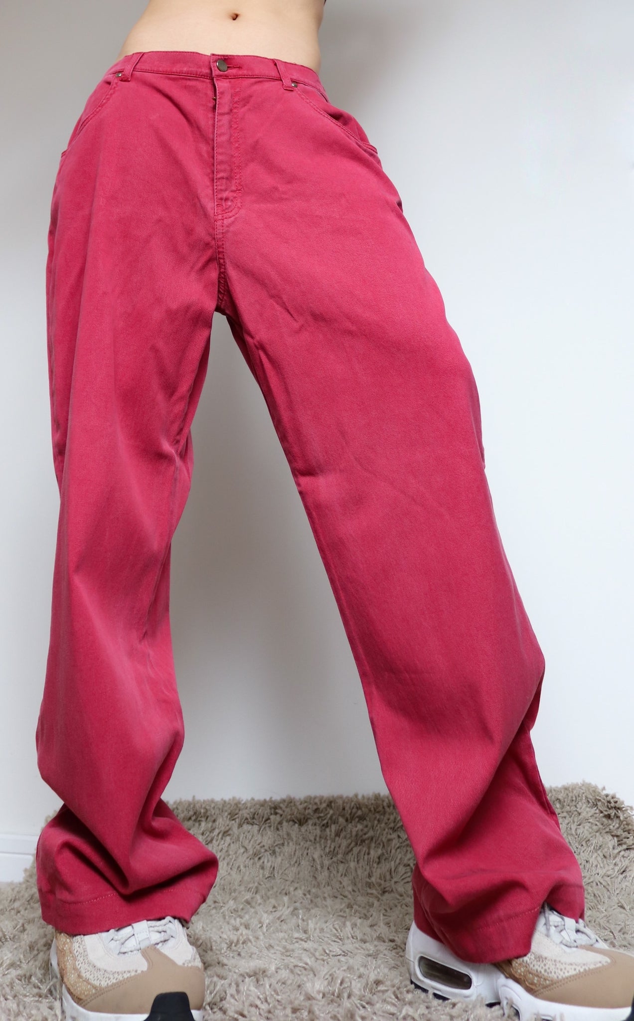 VINATAGE RED COTTON JEANS PANTS TROUSERS