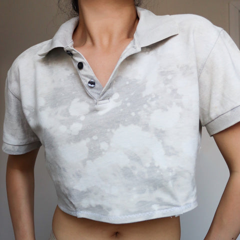 grey multi  colour polo crop short tee t shirt top