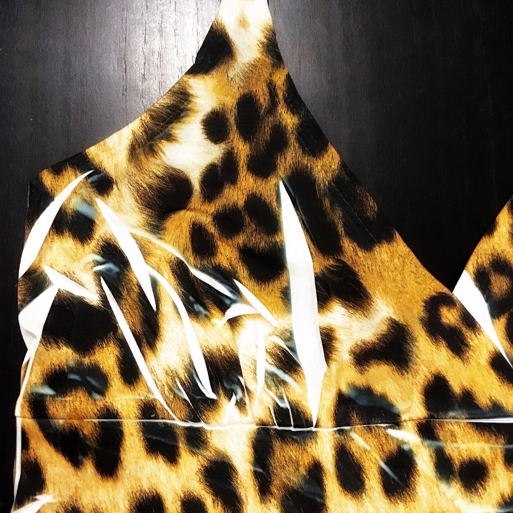 90S LEOPARD ANIMAL HALTER LYCRA DRESS