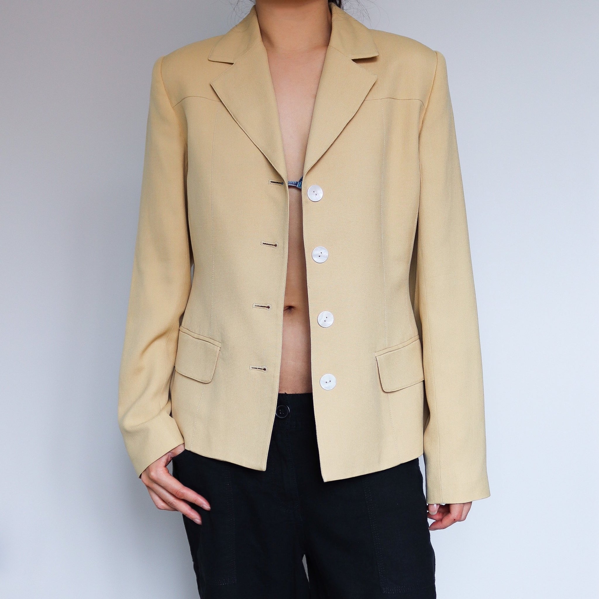VINTAGE PALE YELLOW  SUIT COAT BLAZER JACKET