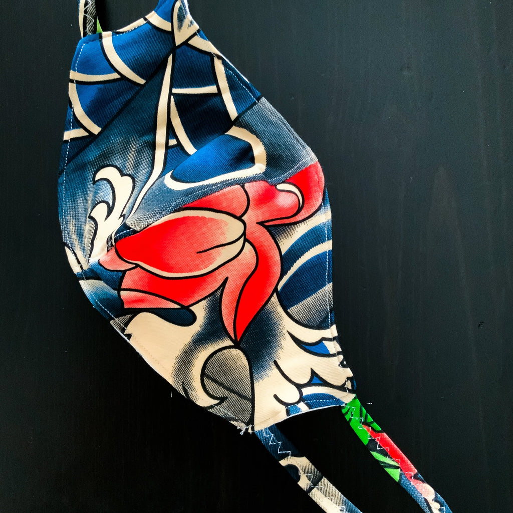 UNISEX ORIENTAL JAPANESE FLORAL PRINT NON MEDICAL FACE MASK
