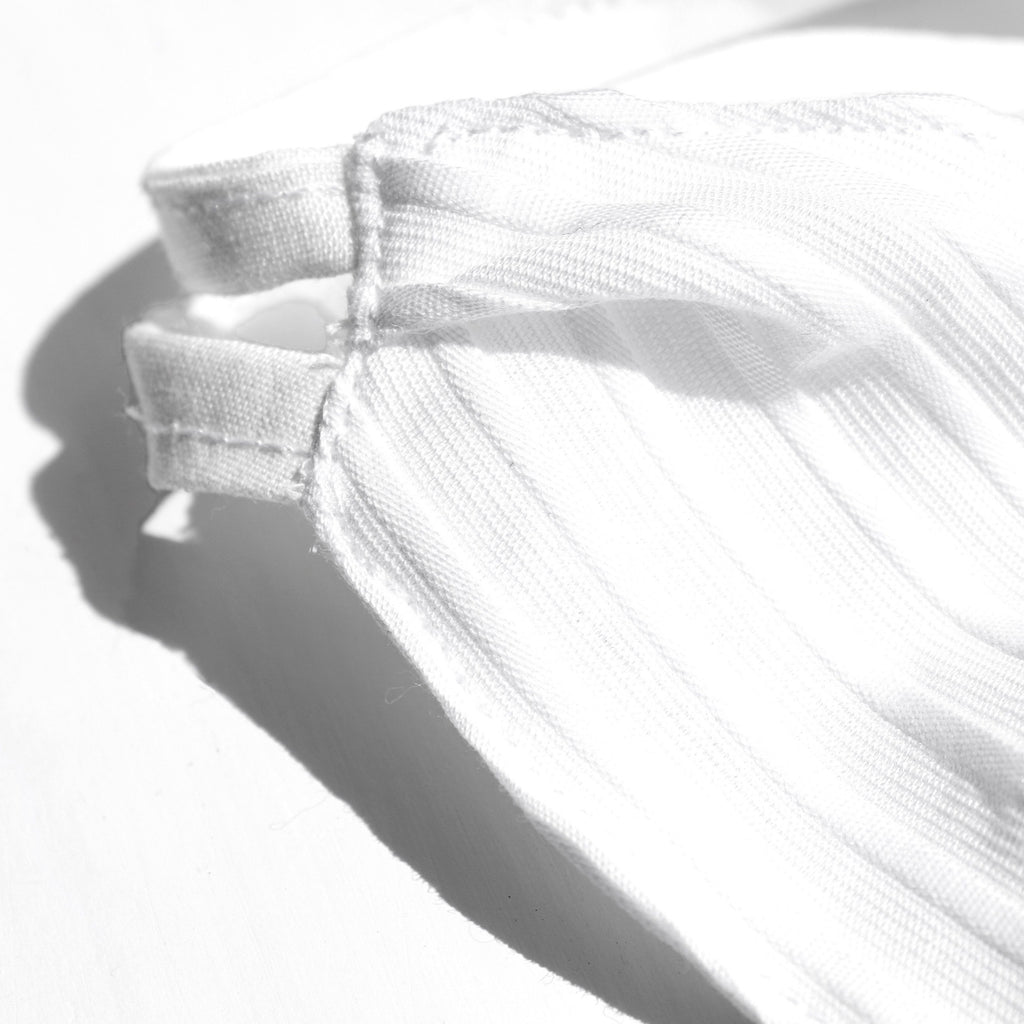WHITE STRIPY COTTON 3 LAYERS WITH FILTER POCKET NON MEDICAL TAILOR MADE FACE MASK FOR KID TEEN WOMEN LADIES MEN