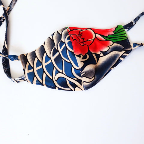 UNISEX ORIENTAL JAPANESE FLORAL PRINT NON MEDICAL FABRIC FACE MASK