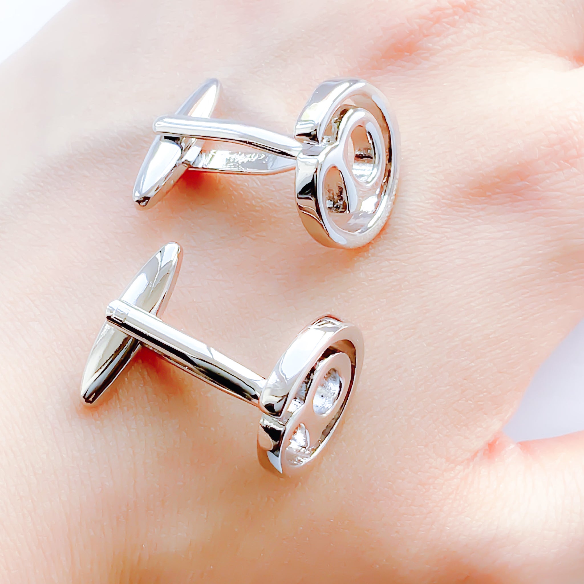 MEN @ LOGO SILVER CUFFLINKS
