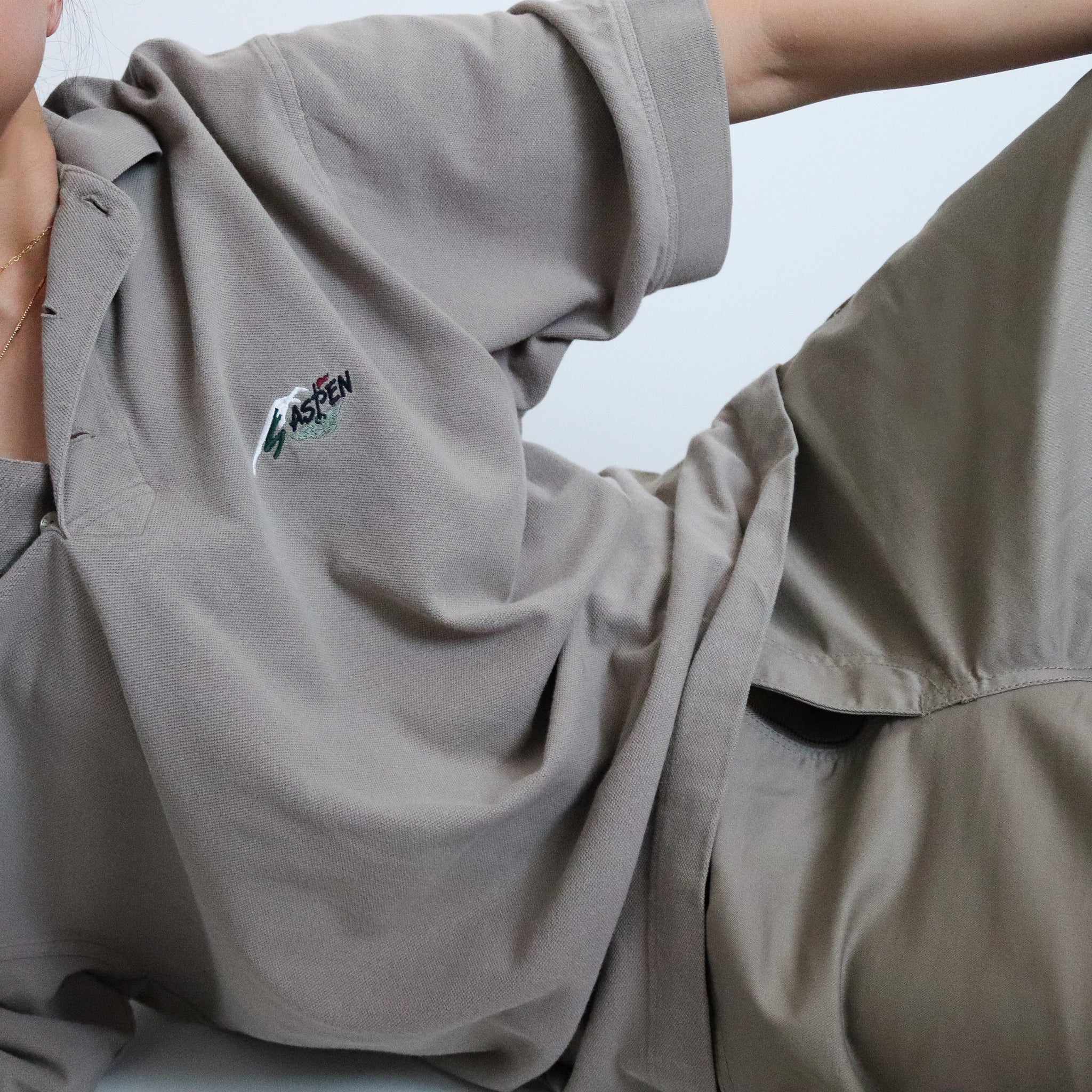 VIMTAGE MEN BEIGE  CUTTER & BUCK POLO SHIRT