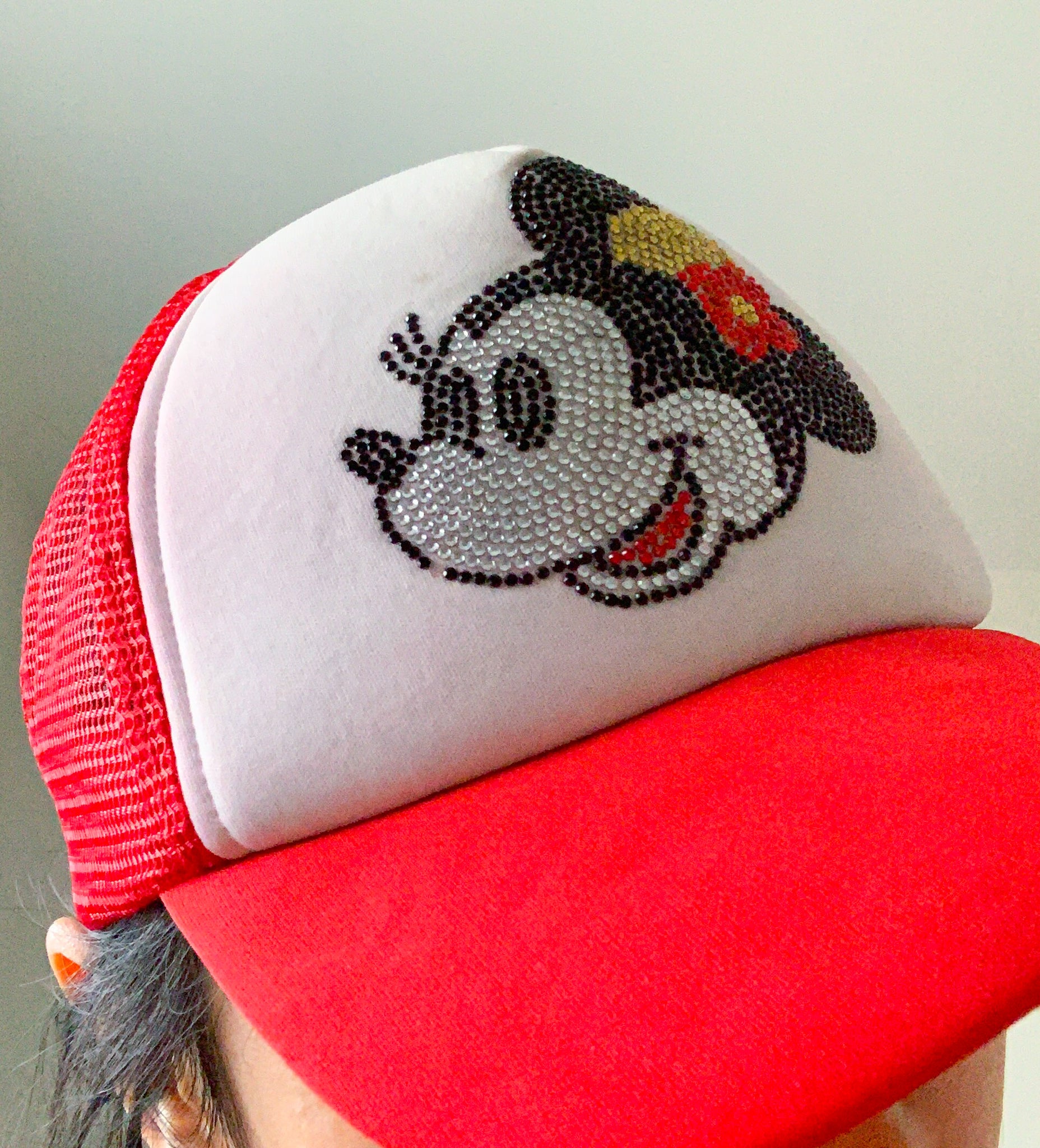 90s Y2k 00s VINTAGE DISNEY DIAMANTE STONES MINNIE MOUSE BASEBALL RED ADULT HAT