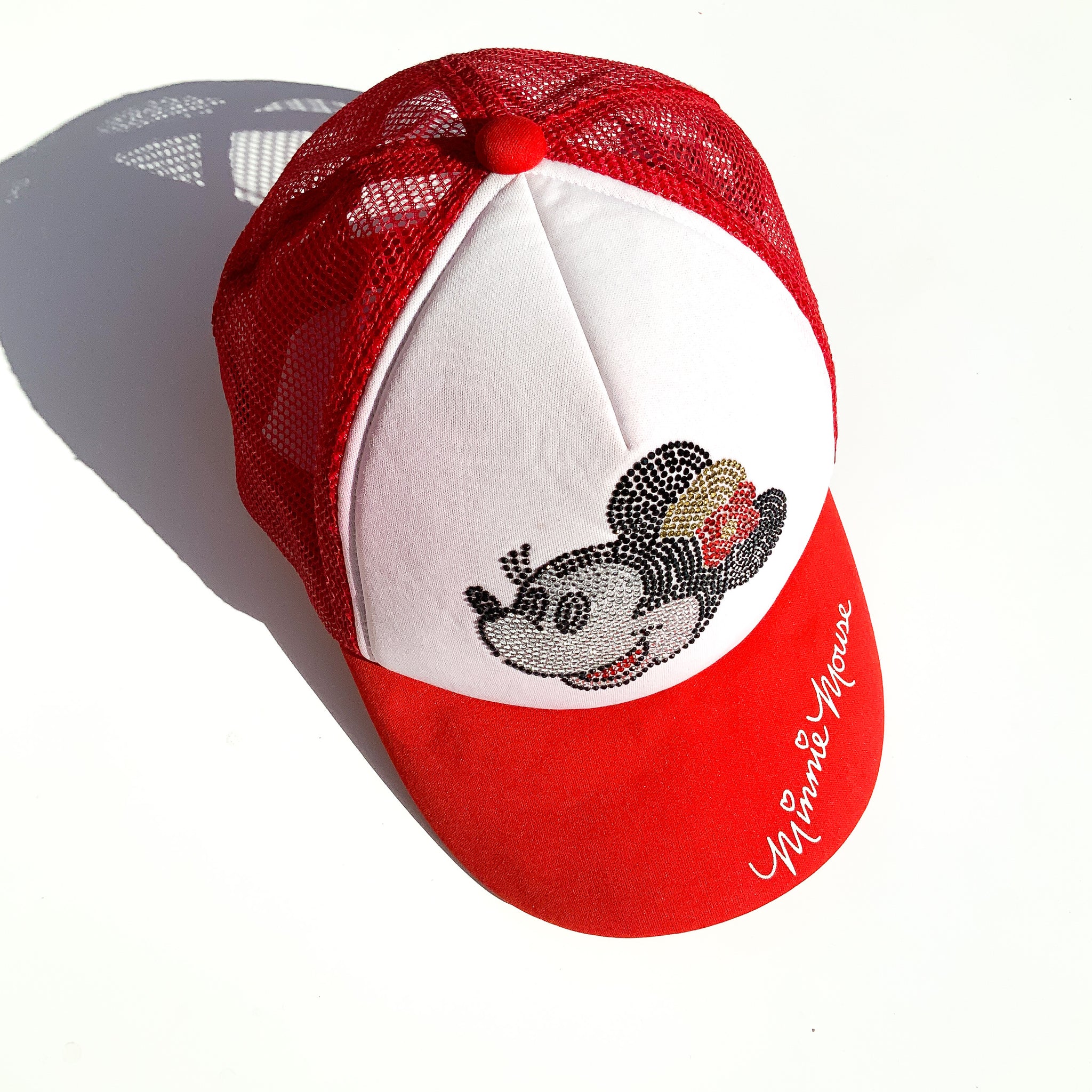 90s Y2k 00s VINTAGE DISNEY DIAMANTE STONES MINNIE MOUSE BASEBALL RED ADULT HAT