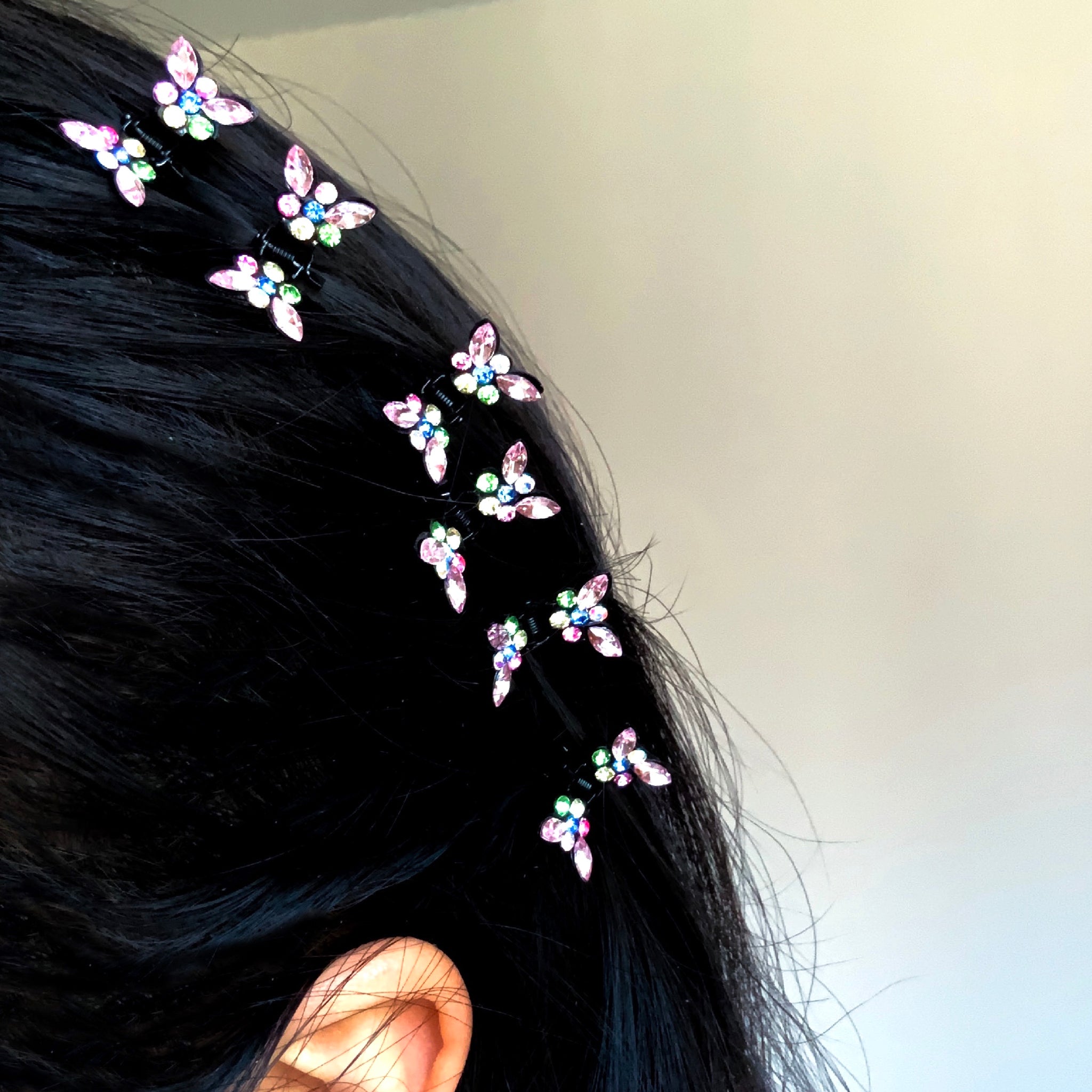 90S Y2K 00s DIAMANTE MINI CUTE BUTTERFLY HAIR CLIPS CLAW