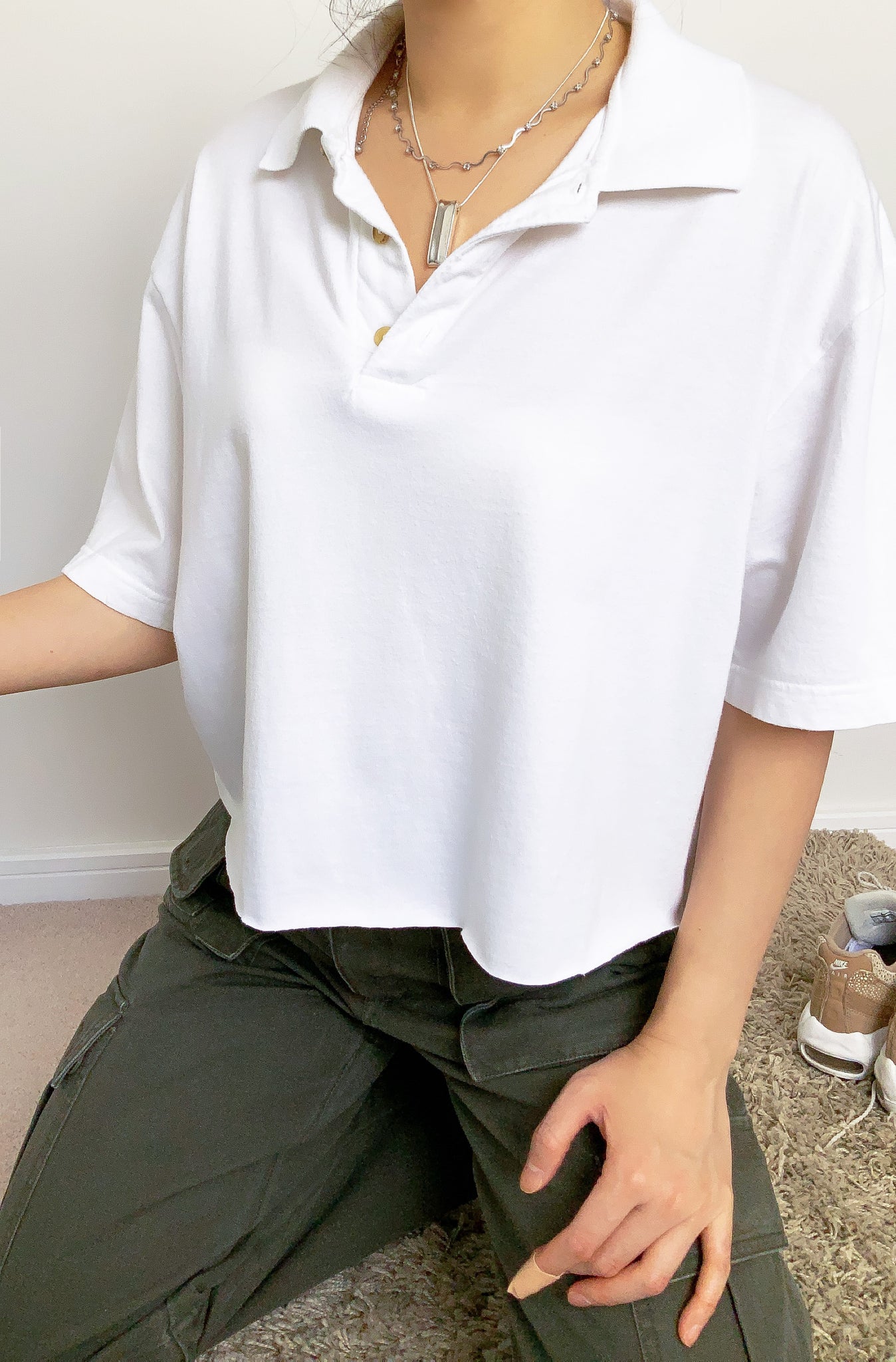 90s Y2k VINTAGE WASHED WHITE BOXY CROP TEE TOP