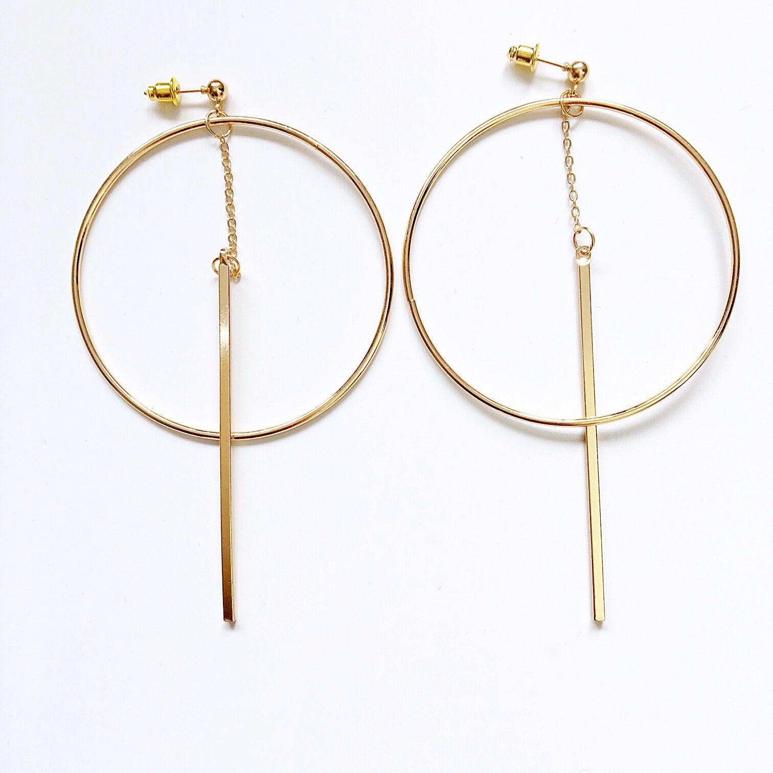 LARGE HOOPS BAR PENDANT EARRINGS