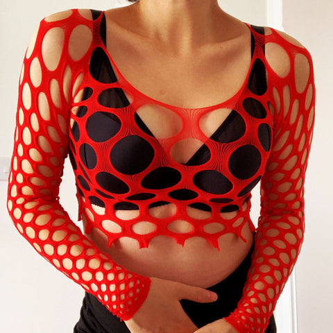 Y2K 90S LARGE HOLES STRETCHY FISHNET TOP