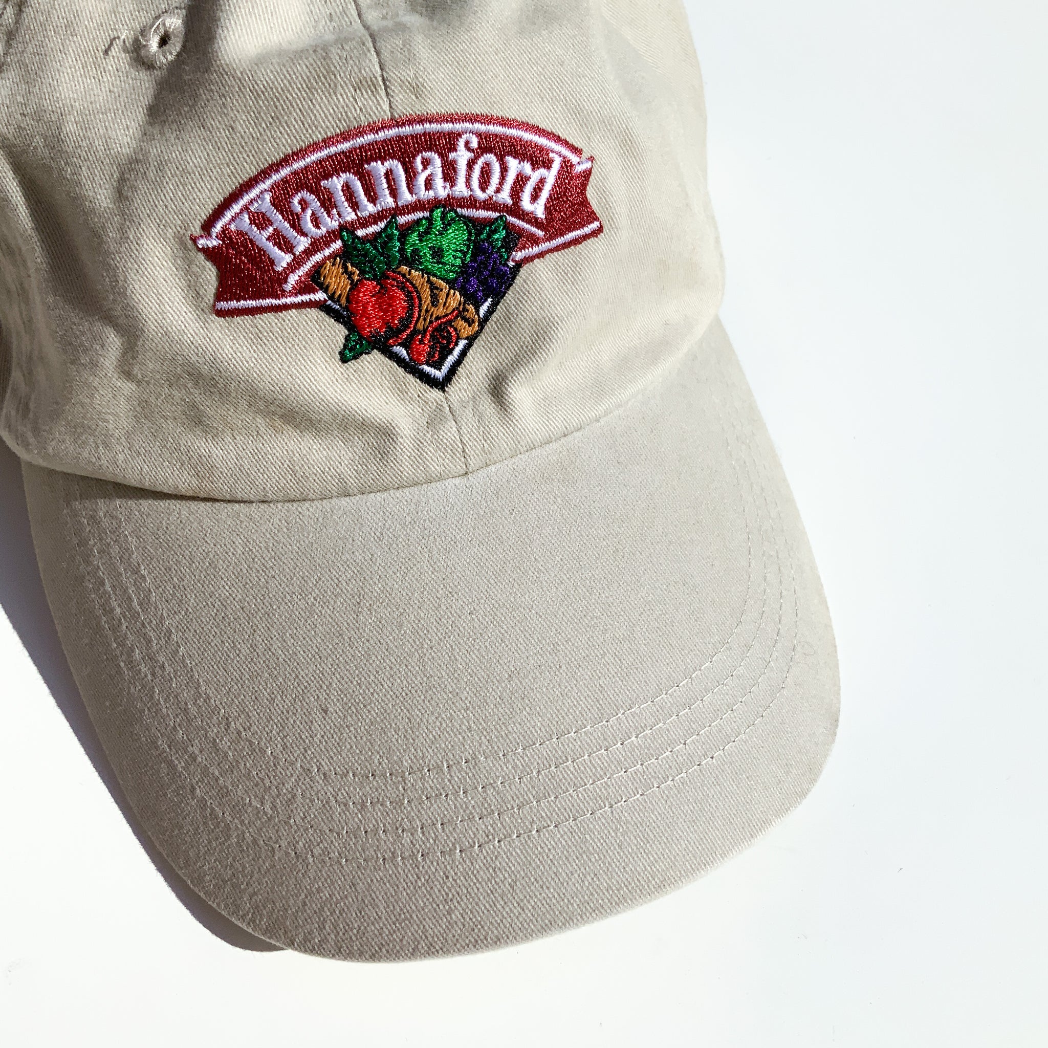 VINTAGE BEIGE BROWN HANNAFORD BROTHERS COMPANY HAT CAP