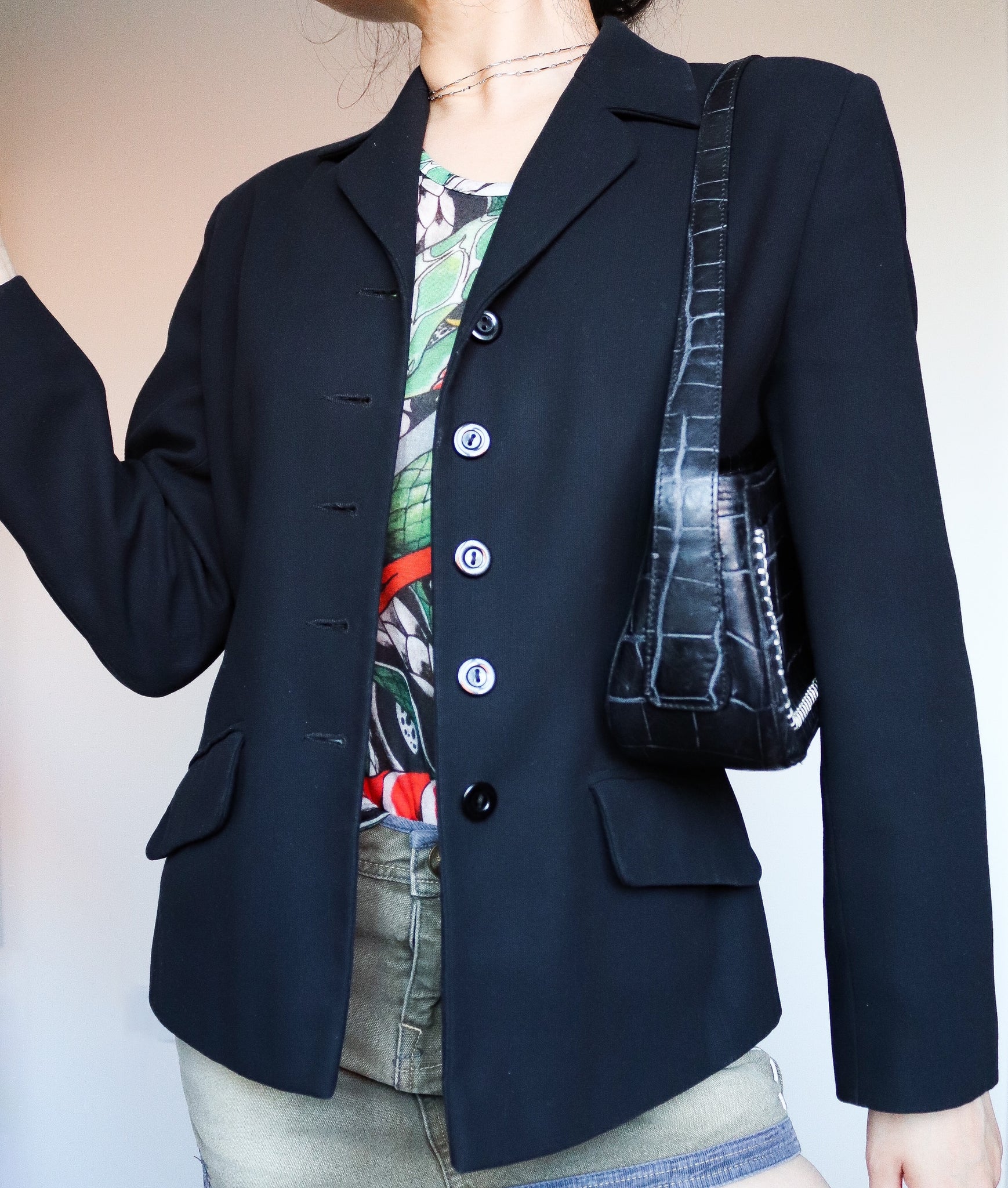 VINTAGE SIMPLE CLASSIC BLACK SUIT COAT BLAZER JACKET