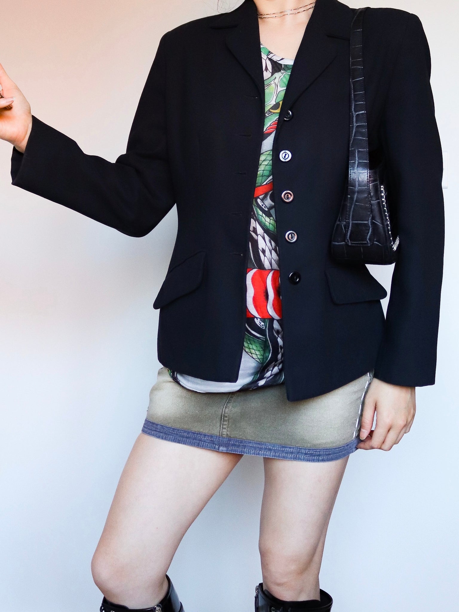 VINTAGE SIMPLE CLASSIC BLACK SUIT COAT BLAZER JACKET