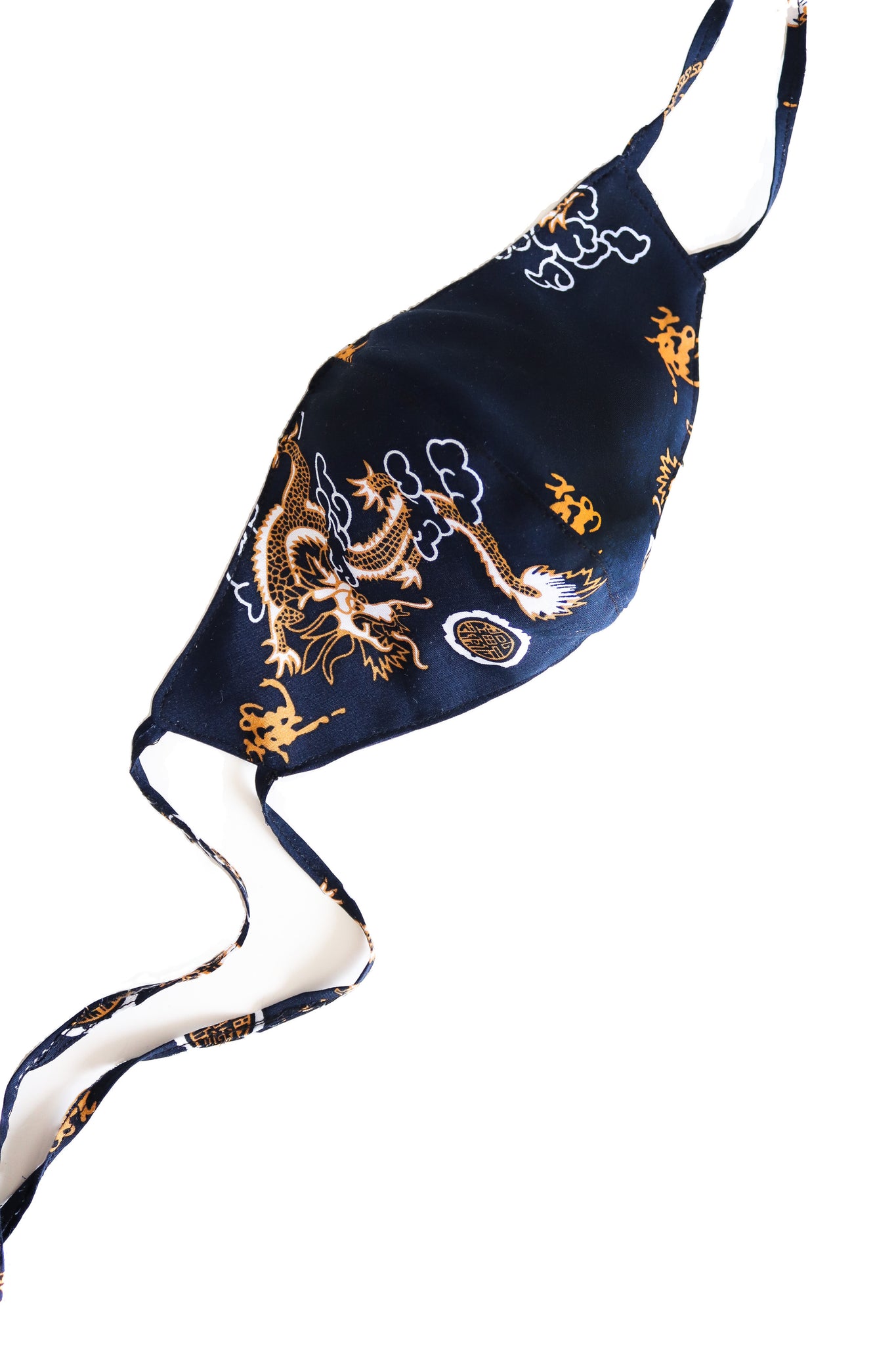 REVERSIBLE NAVY DRAGON  COTTON 2 LAYERS WITHOUT FILTER POCKET NON MEDICAL TAILOR MADE FACE MASK FOR KID TEEN WOMEN LADIES MEN