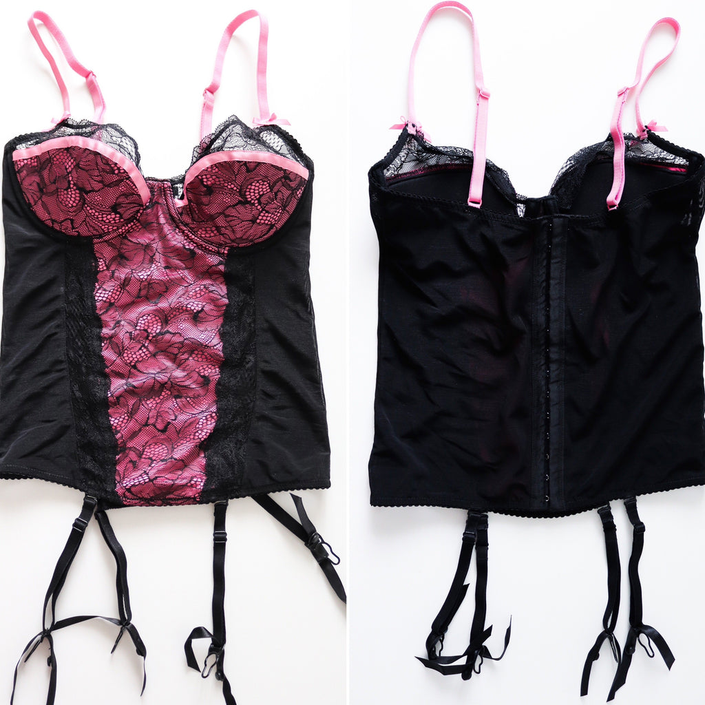 PINK CUTE BEAUTIFUL FLORAL LACE CUP BRA TOP BASQUE VEST TOP