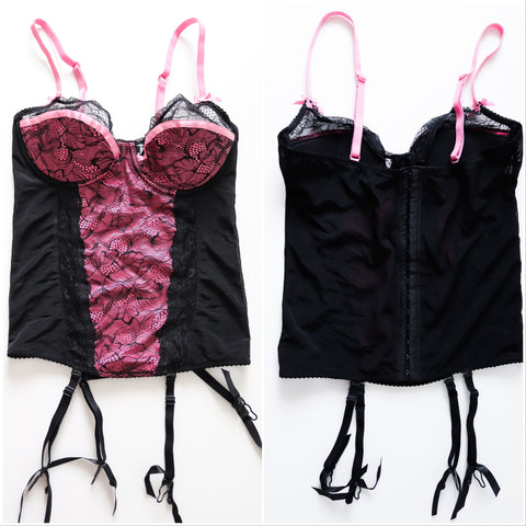 PINK CUTE BEAUTIFUL FLORAL LACE CUP BRA TOP BASQUE VEST TOP