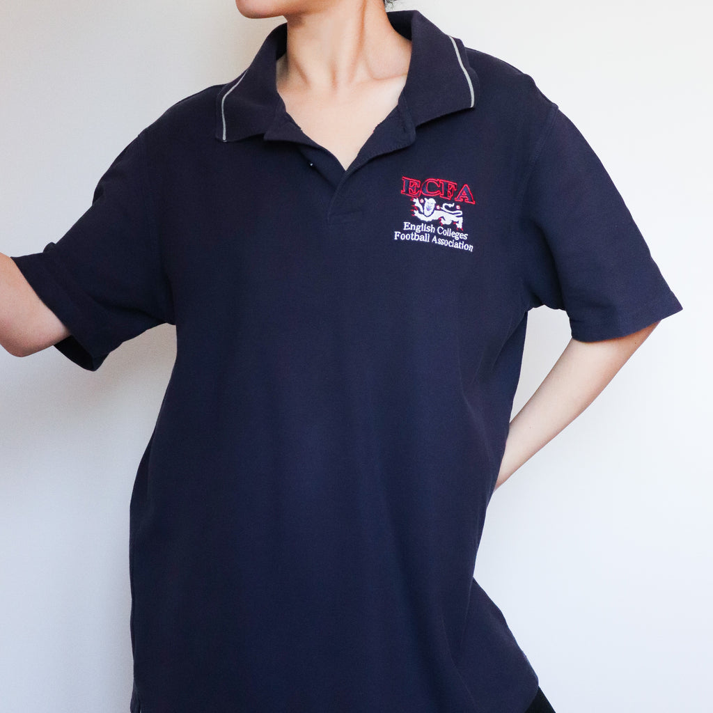 UNISEX VINTAGE ECFA (ENGLISH COLLEGES FOOTBALL ASSOCIATION) SHORT SLEEVES POLO TEE TOP