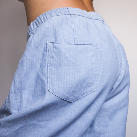 90s Y2K 00s SIMPLE PALE BLUE LINEN BLEND TROUSERS