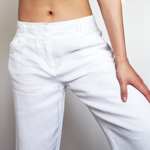 90s Y2K 00s SIMPLE WHITE LINEN TROUSERS