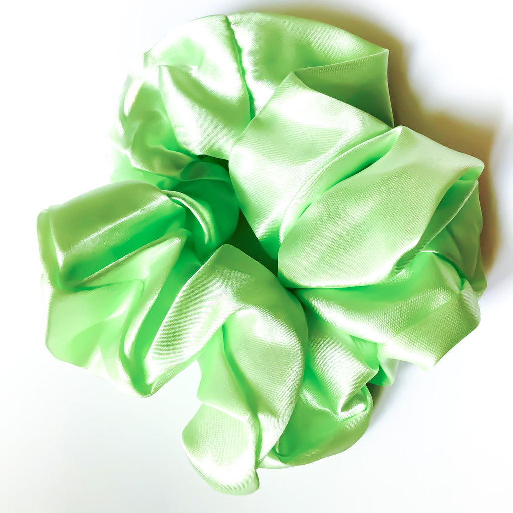 GREEN SATIN SCRUNCHIE HAIRBAND HAIR ACCESSORIES